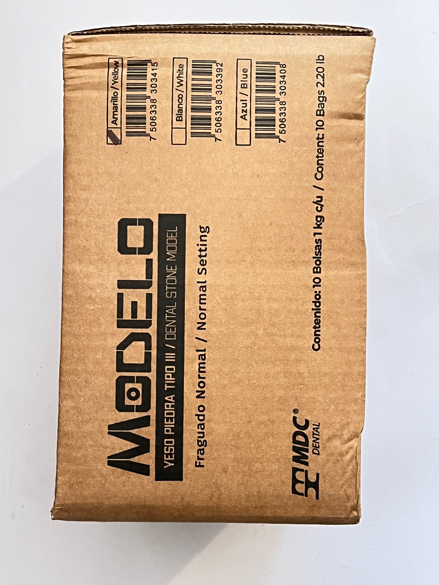 Caja con 10 kilos yeso modelo color amarillo