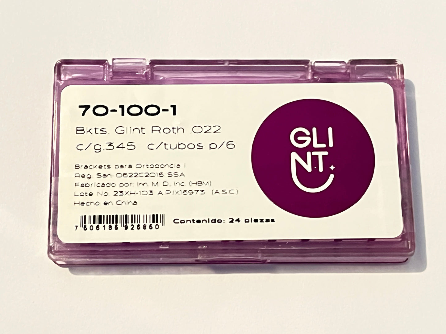 Juego de brackets roth .022 con ganchos en 3, 4 y 5 Glint y tubos para 6' mod. 70-100-1
