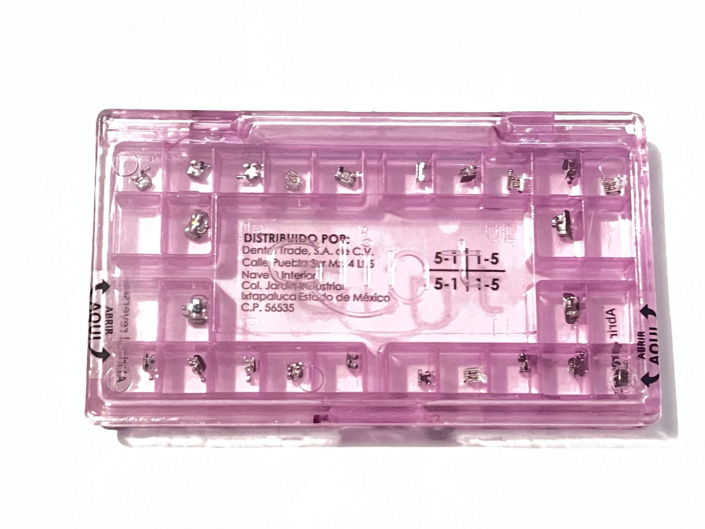 Juego de brackets roth .022 con ganchos en 3, 4 y 5 Glint y tubos para 6' mod. 70-100-1