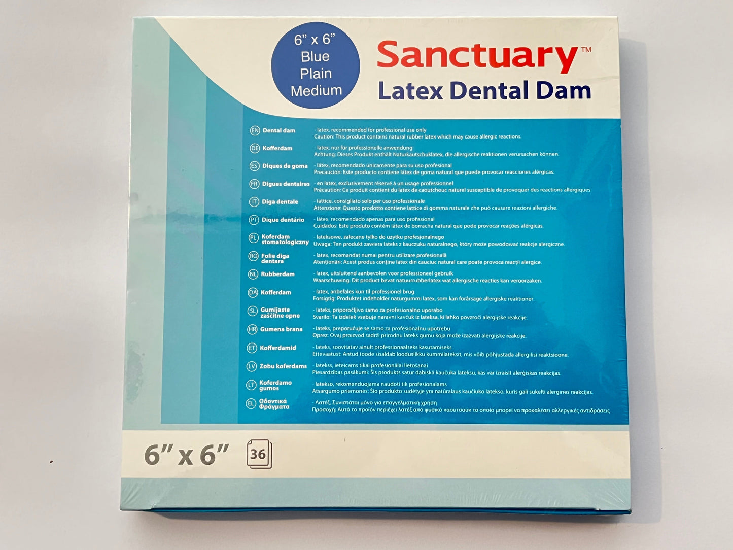 Dique de hule Sancturary grupreysa 6x6 grueso color Azul
