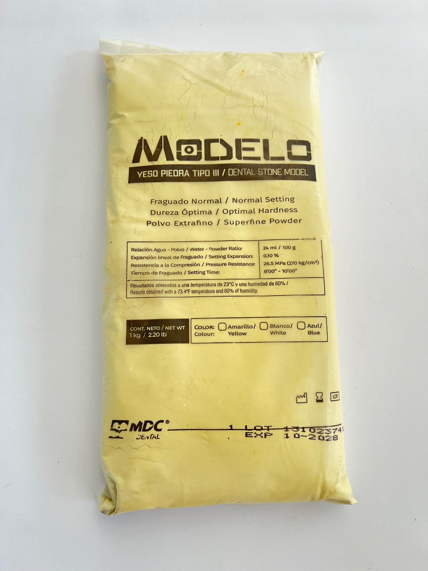 Yeso piedra tipo III modelo mdc 1 kg