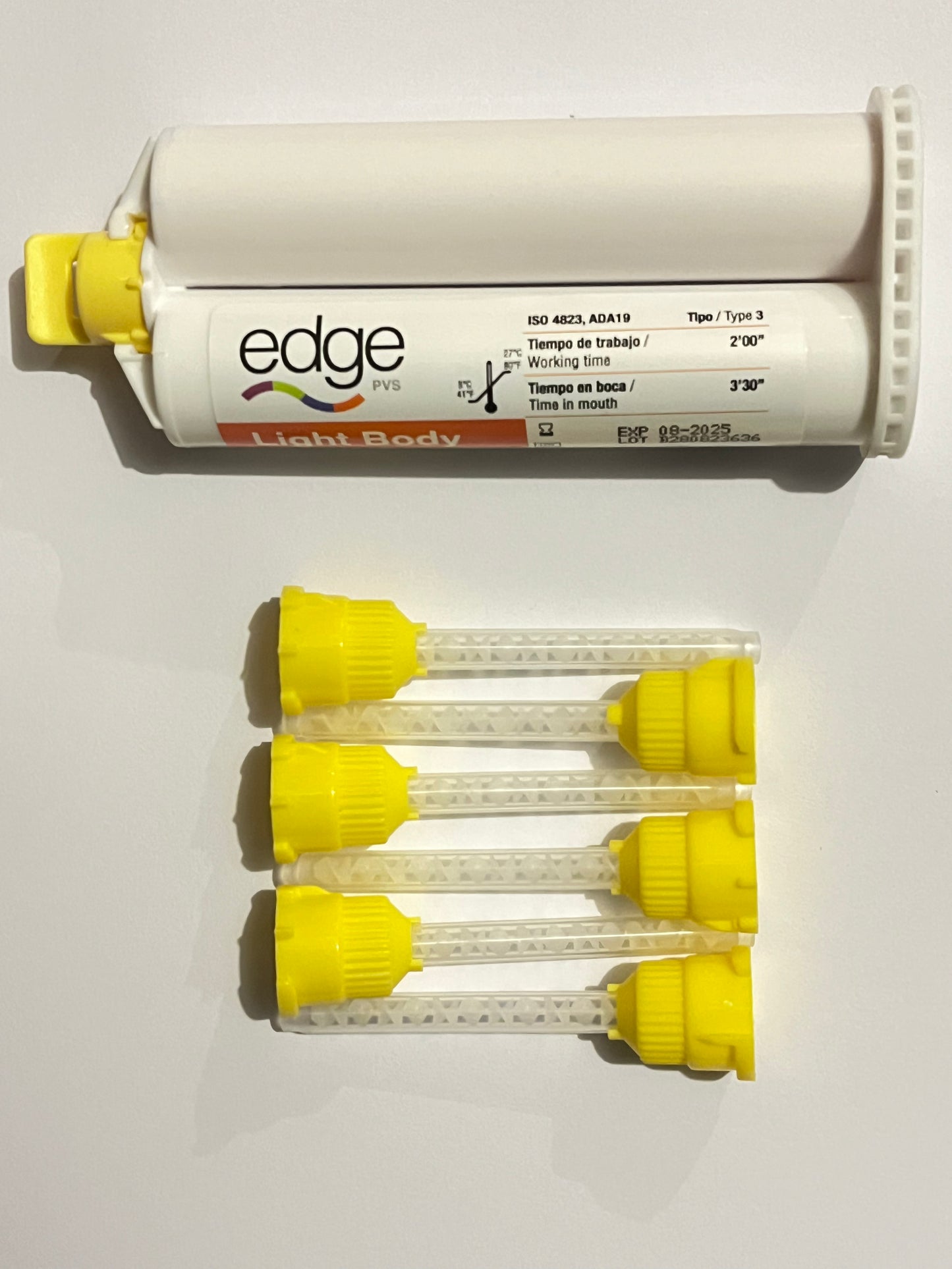 Silicona por adición edge light ligera body tipo 3, 1 cartucho con 50ml con 6 puntas