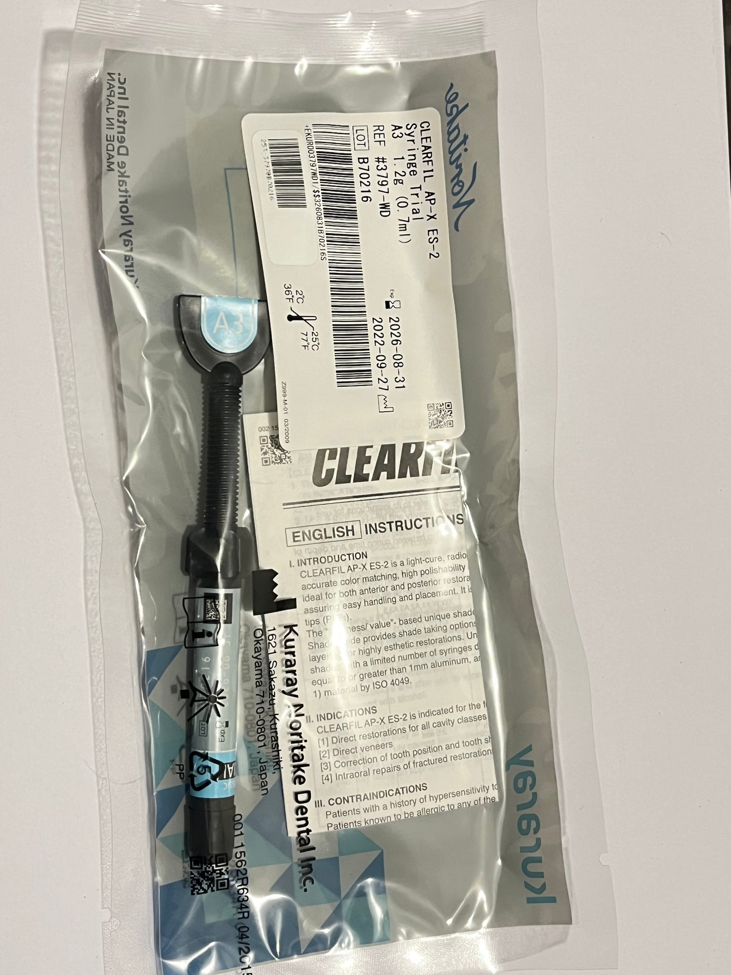 Jeringa de resina clearfil ap-x es-2 trial 0.7ml noritake kuraray