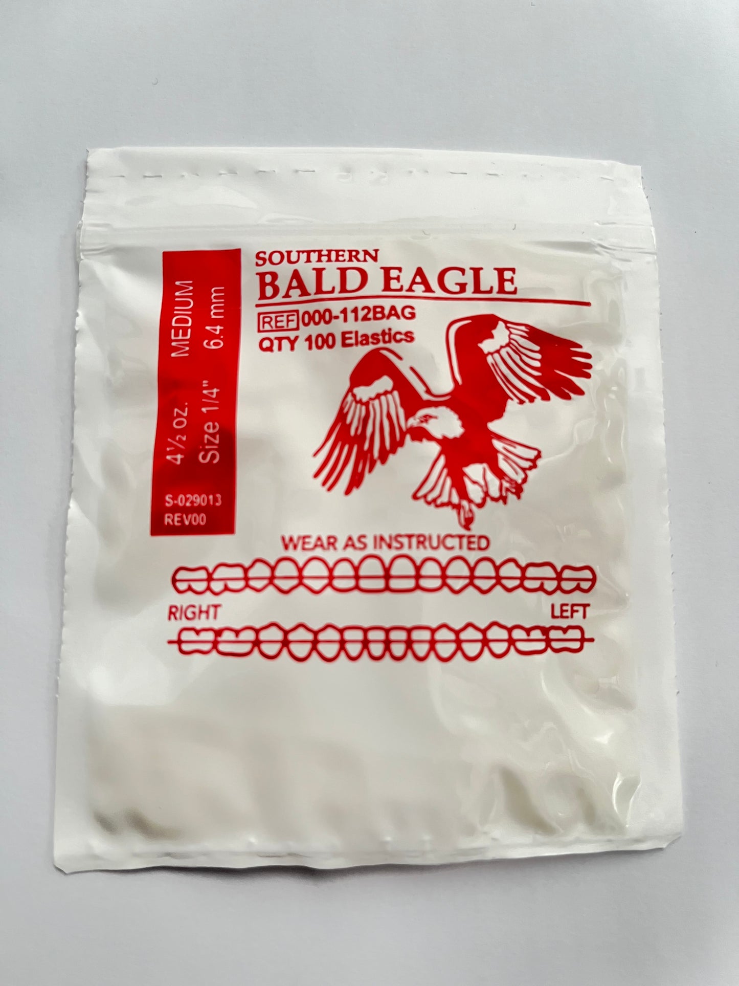 Elásticos american orthodontics por sobre Águila calva 4 1/2 onzas 1/4