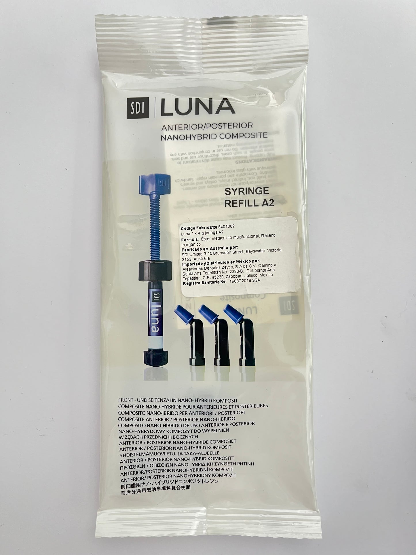 Resina convencional jeringa Luna a2 anterior posterior 4g