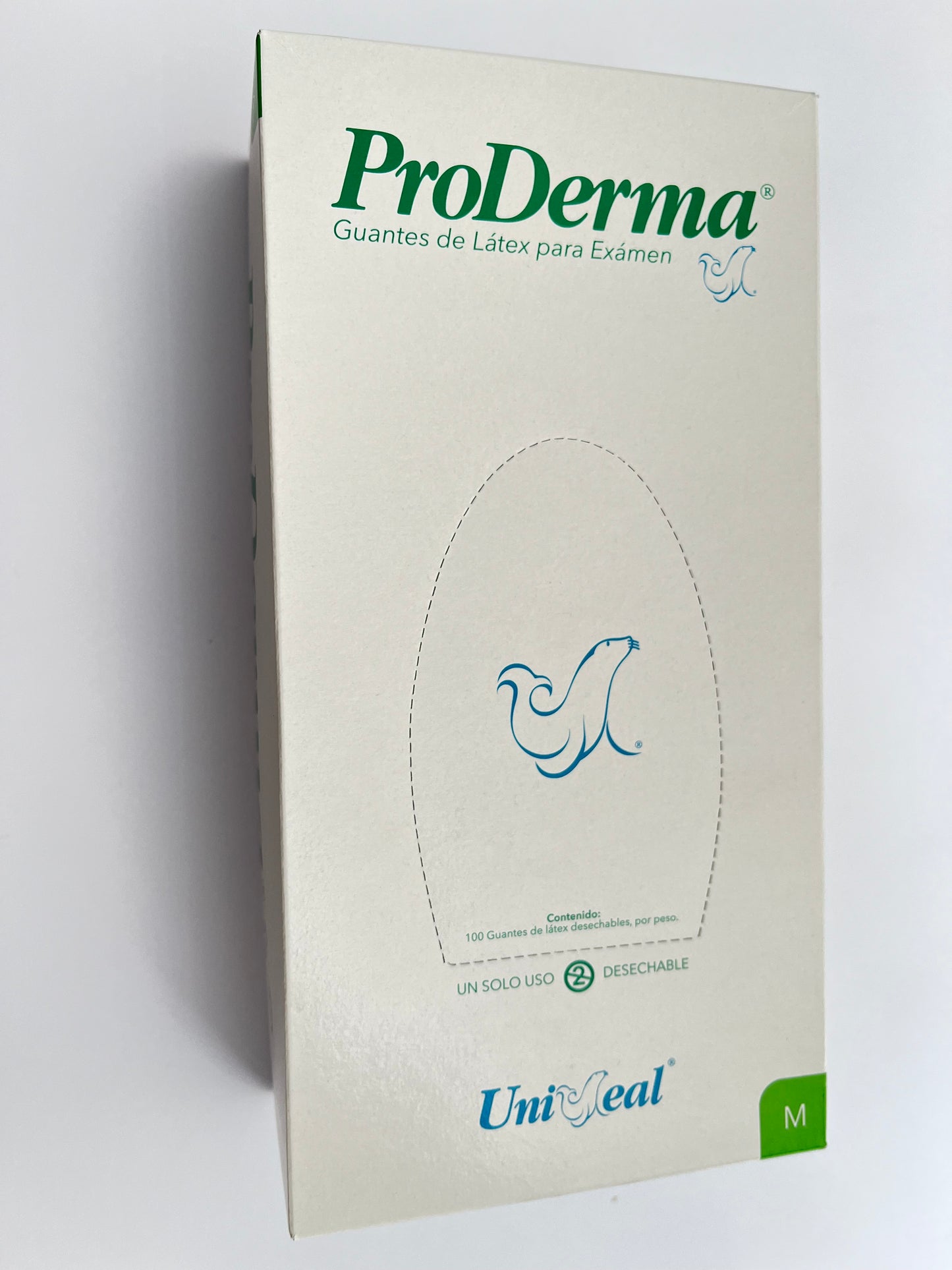 Caja de guantes proderma latex Uniseal tamaño mediano