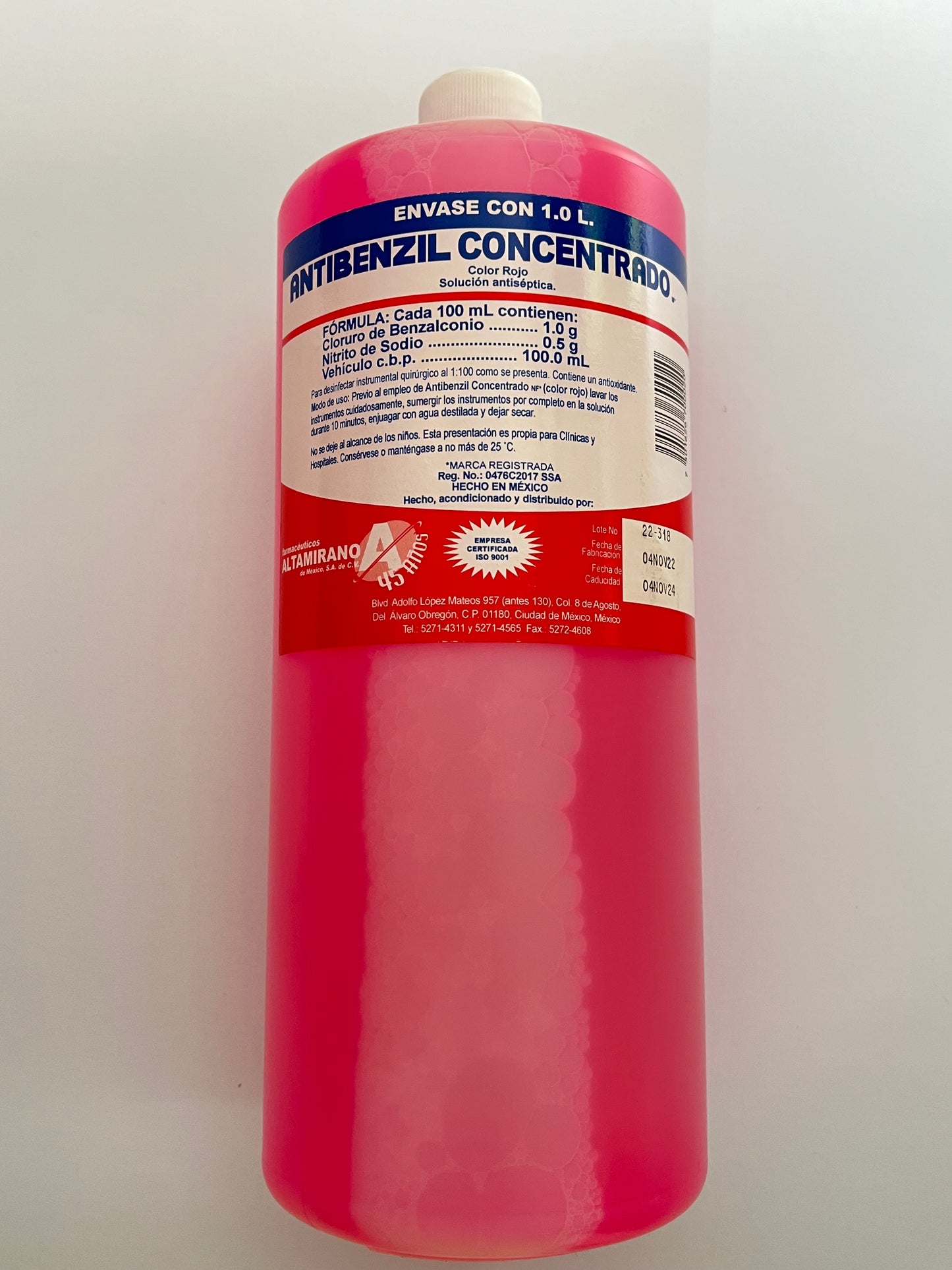 Antibenzil desinfectante del instrumental médico, detal y quirúrgico en frío 1 Litro