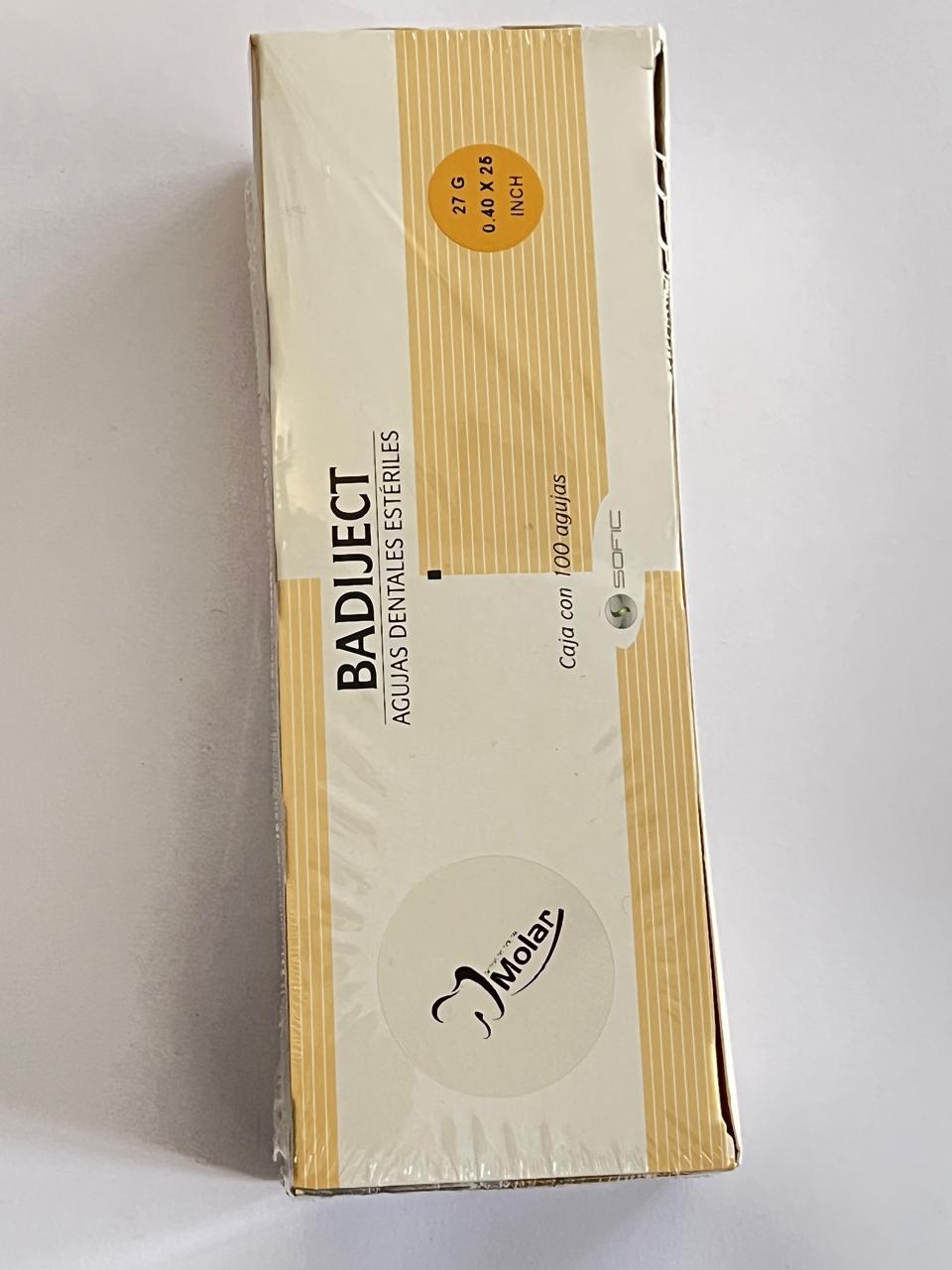 Aguja badiject corta 27G 0.40x25 inch caja con 100 piezas