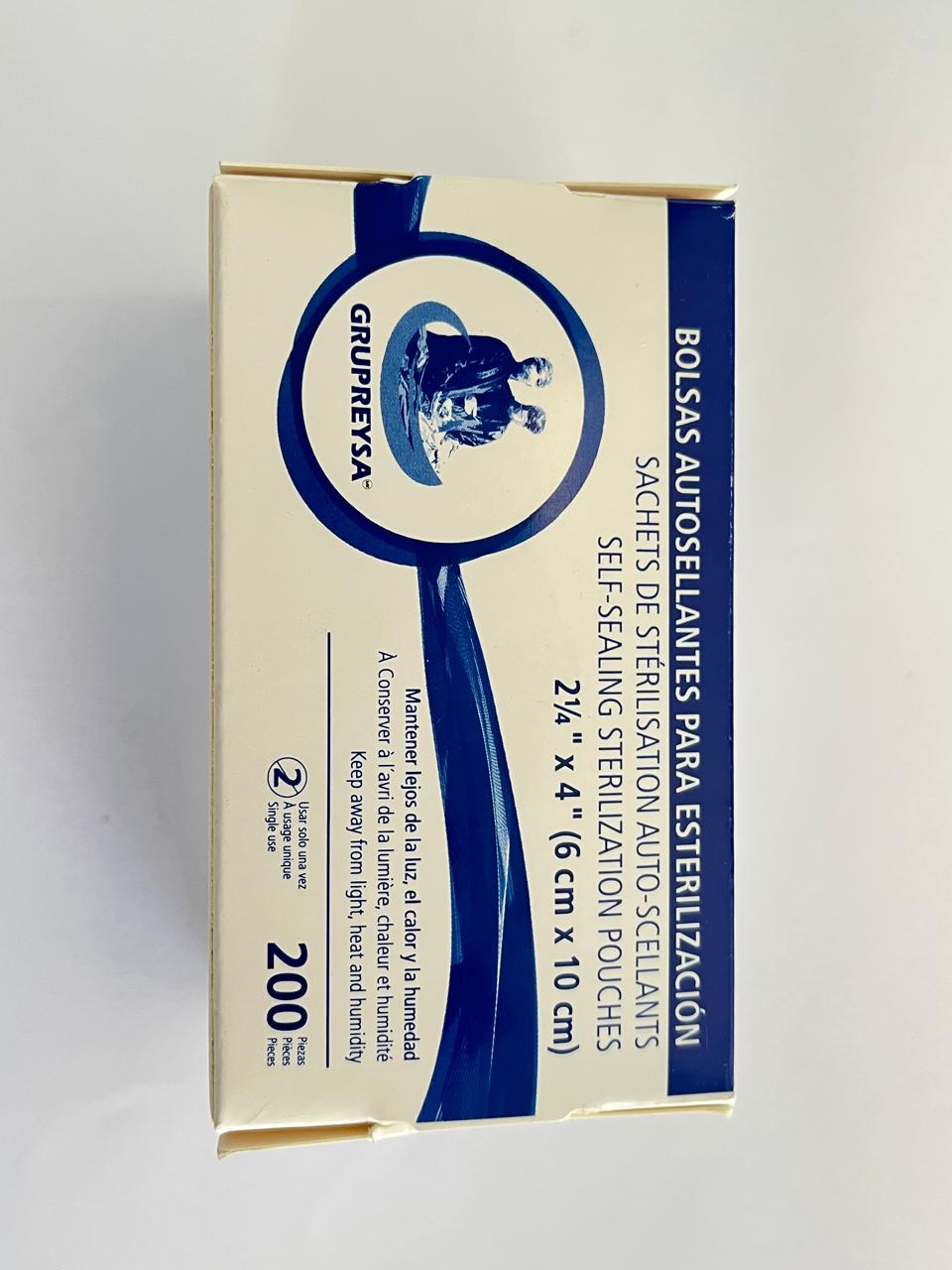 Bolsa para esterilizar de 2 1/4" X 4" (6cm x10cm) con 200 piezas