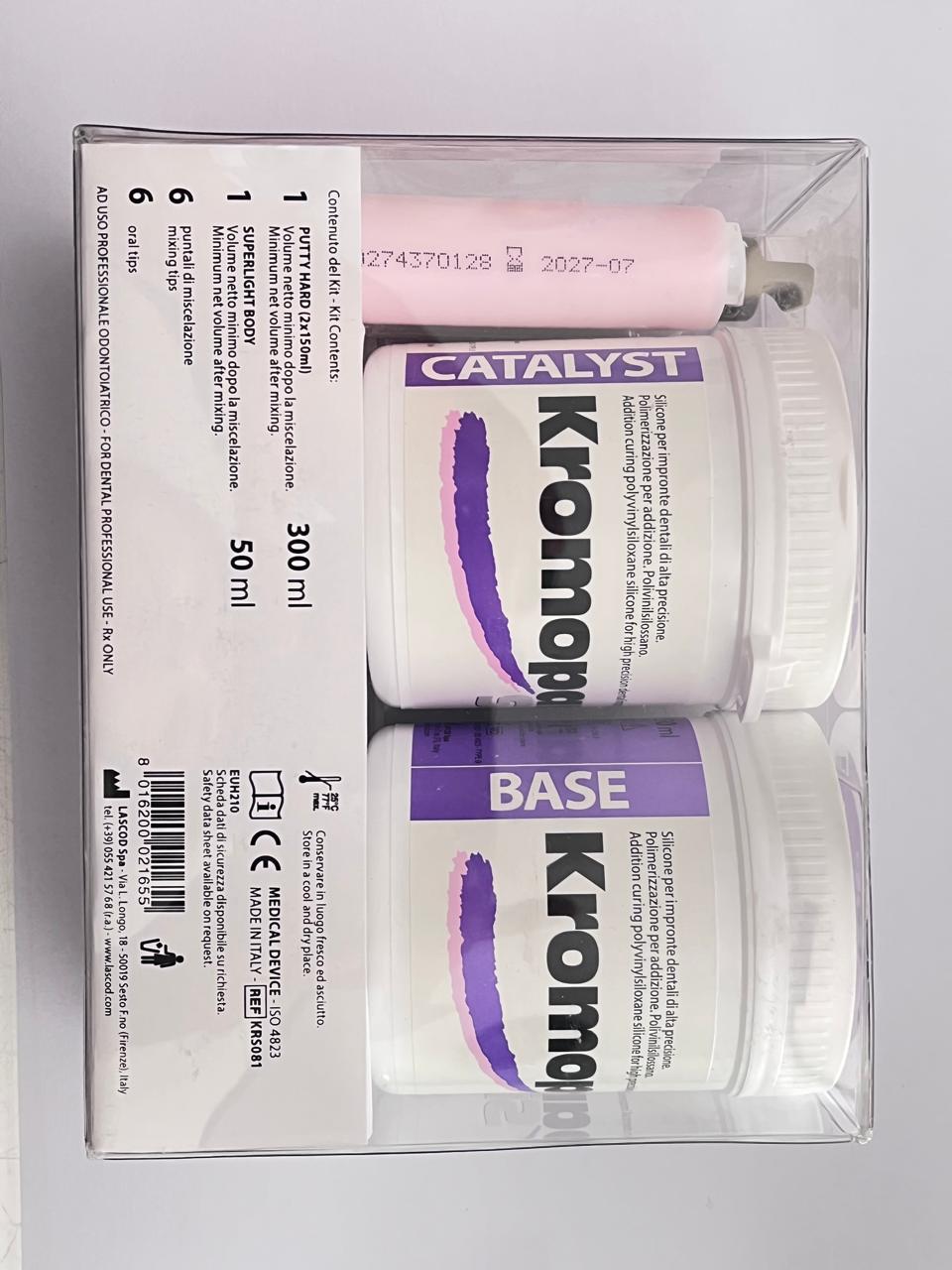 kit de Silicona por adición marca kromopan 1 cartucho light + putty 2x150ml