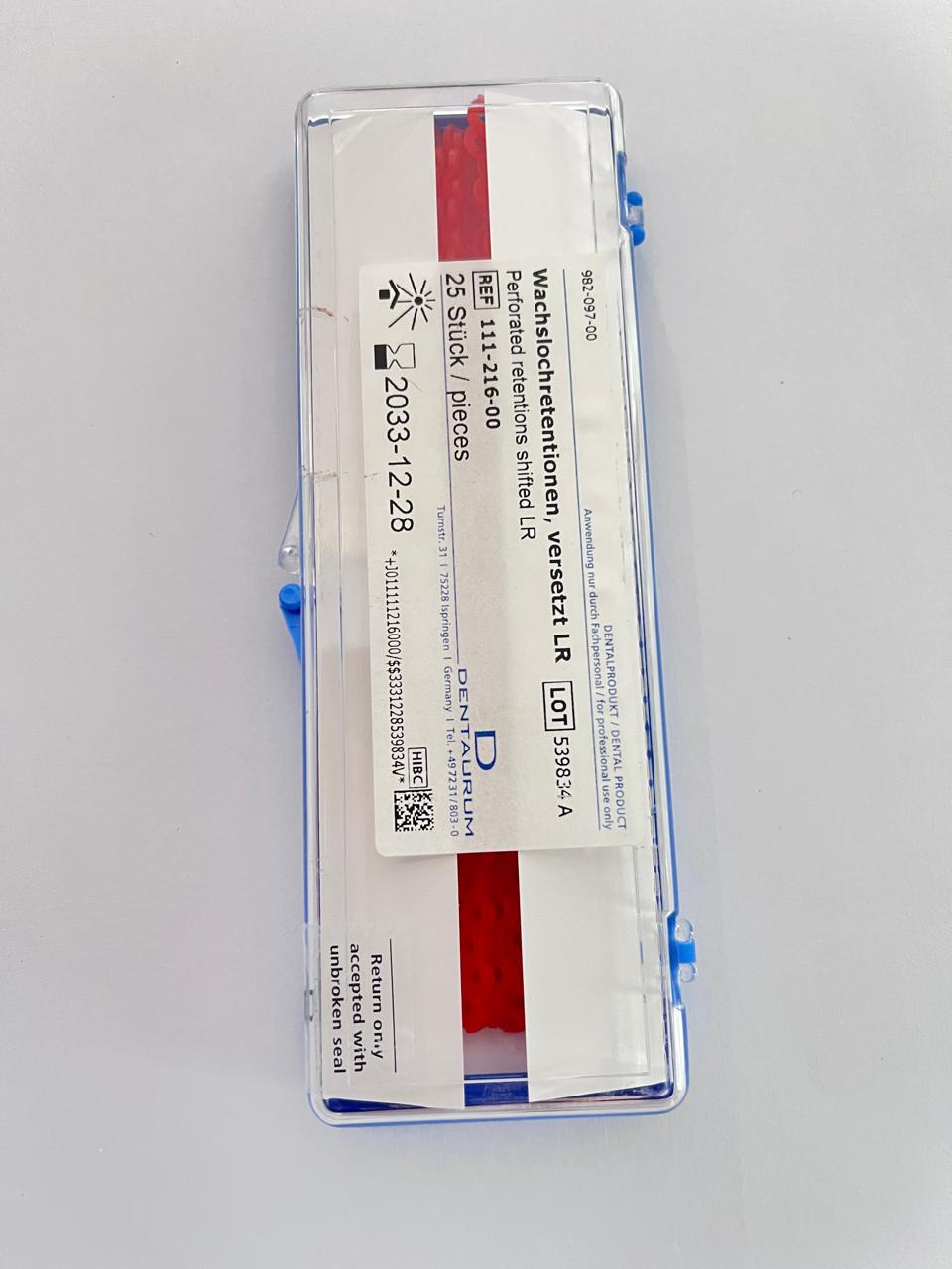 Caja de retenciones de cera redondas LR con 25 tiras