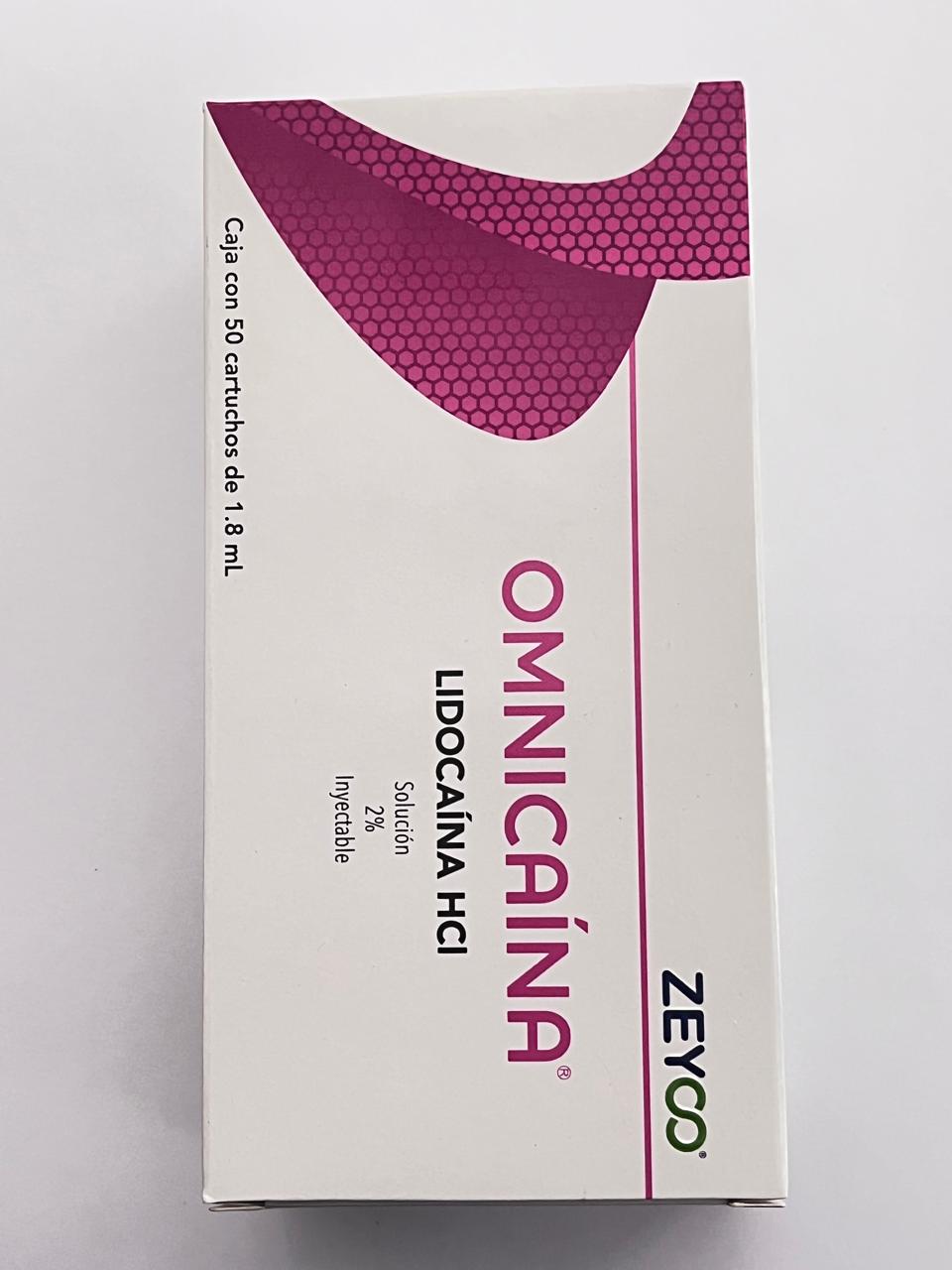 Caja Omnicaina lidocaina con 50 cartuchos