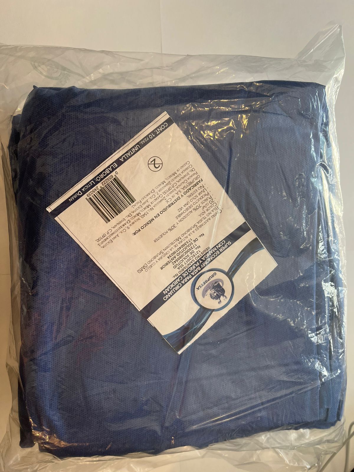 Paquete de batas con 10 piezas para cirujano con manga y puño de cardigan grupreysa