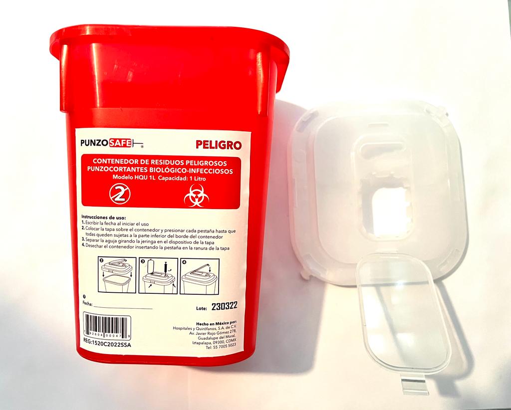 Bote rojo recolector punzocortantes litro – Deposito Dental Molar