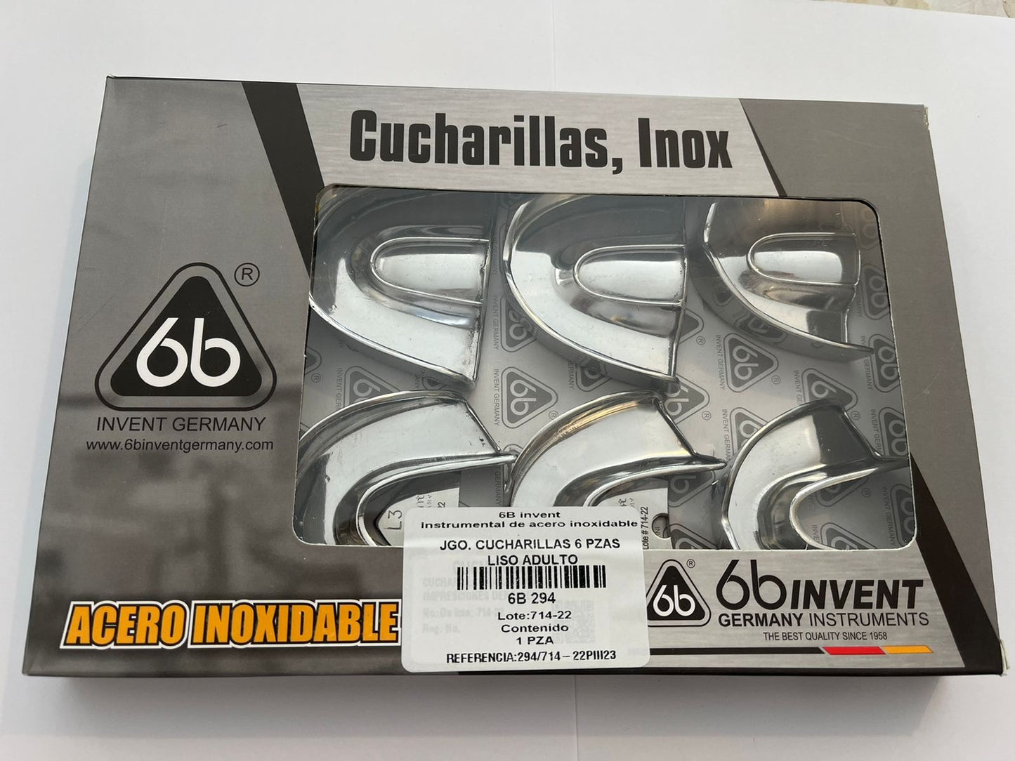 Juego de cucharillas DENTADO liso (sin perforar) adulto con 6 piezas 6B 294 tipo rim lock