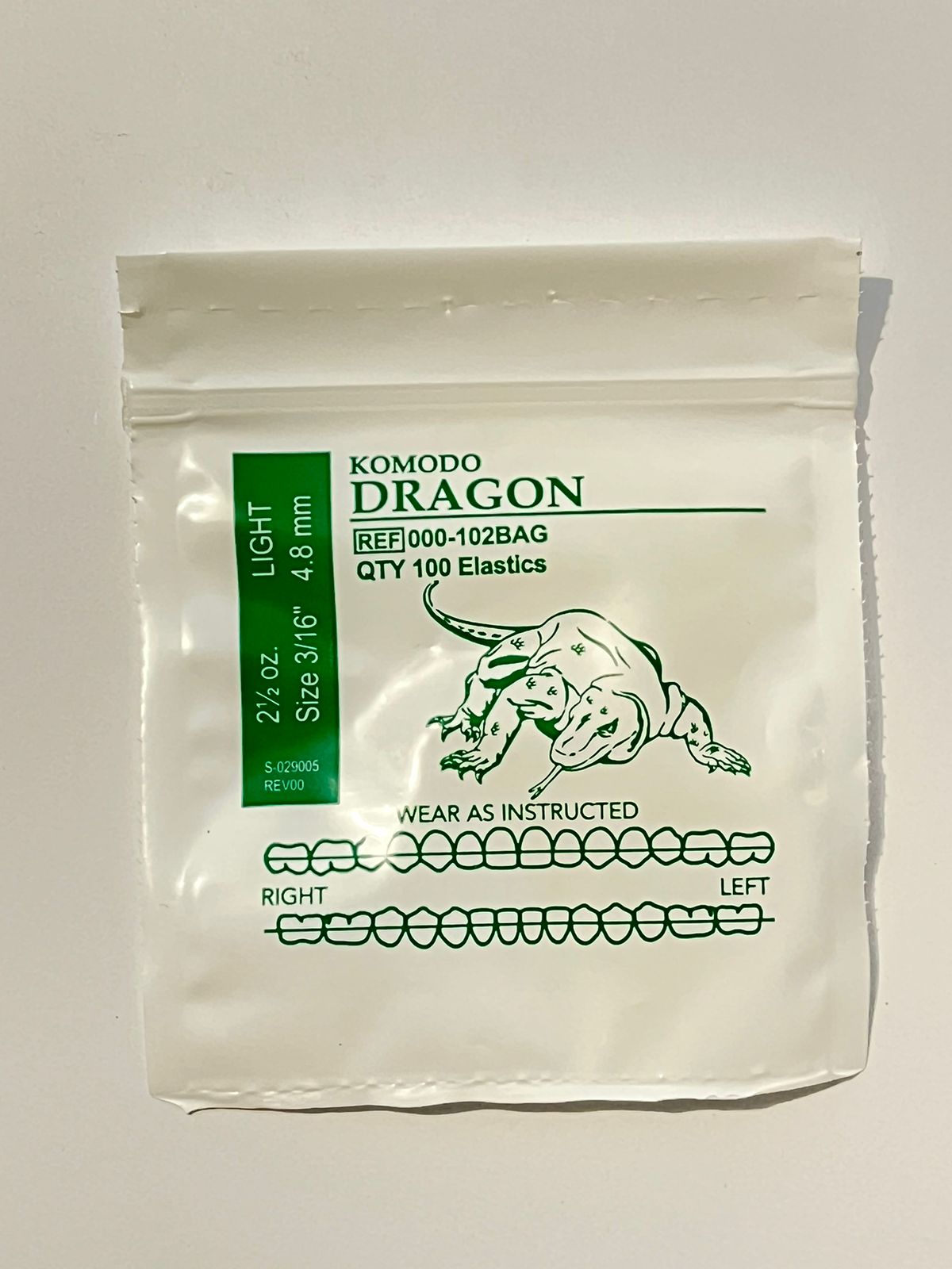 Elásticos american orthodontics por sobre Dragón 2 1/2 onzas 3/16