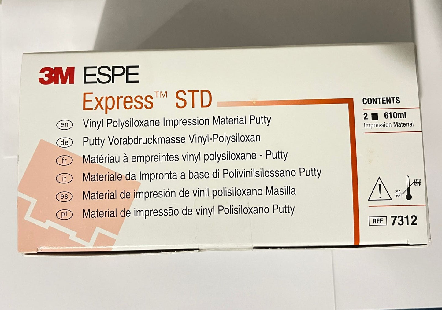 Silicona por adición Express Putty pesada hidrofílico masilla 305ml con 2 tarros