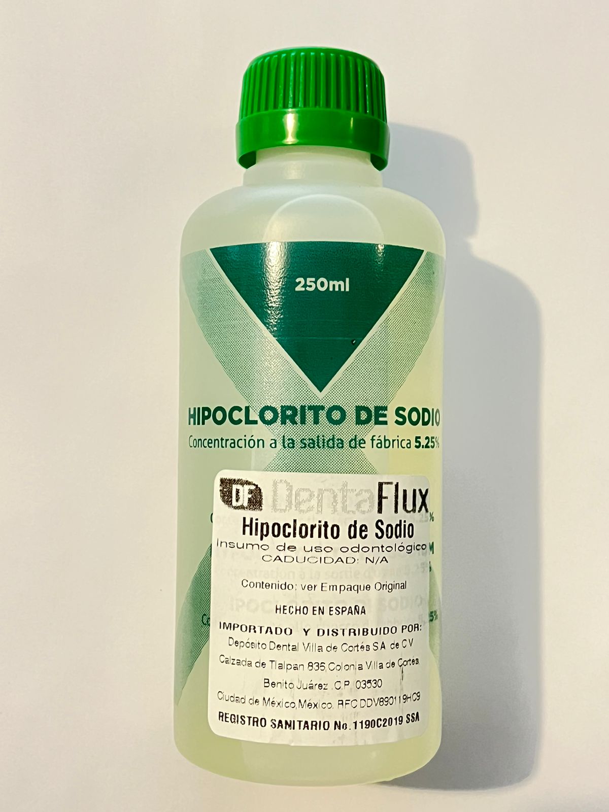 Hipoclorito de sodio 250ml concentracion 5.25% dentaflux