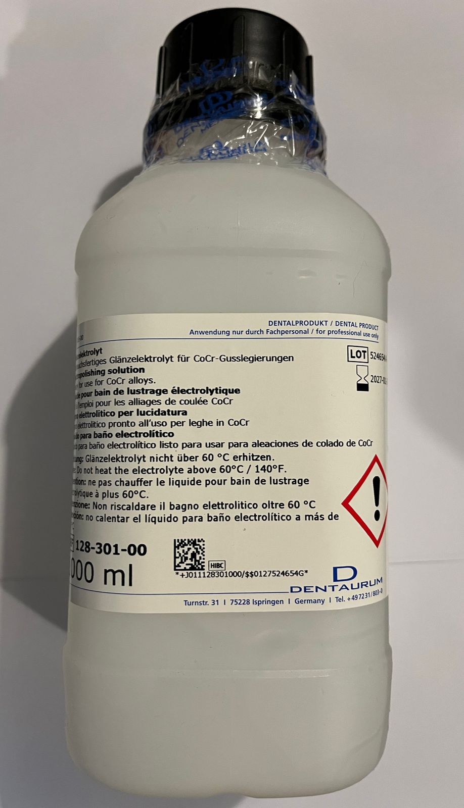 Líquido para baño electrolítico dentaurum 1 litro 128-301-00