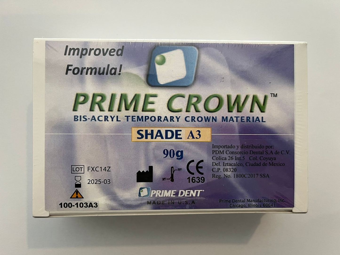 Bisacrilico Prime Crown 90 g resina bis-acrílica para elaborar provisionales color A3