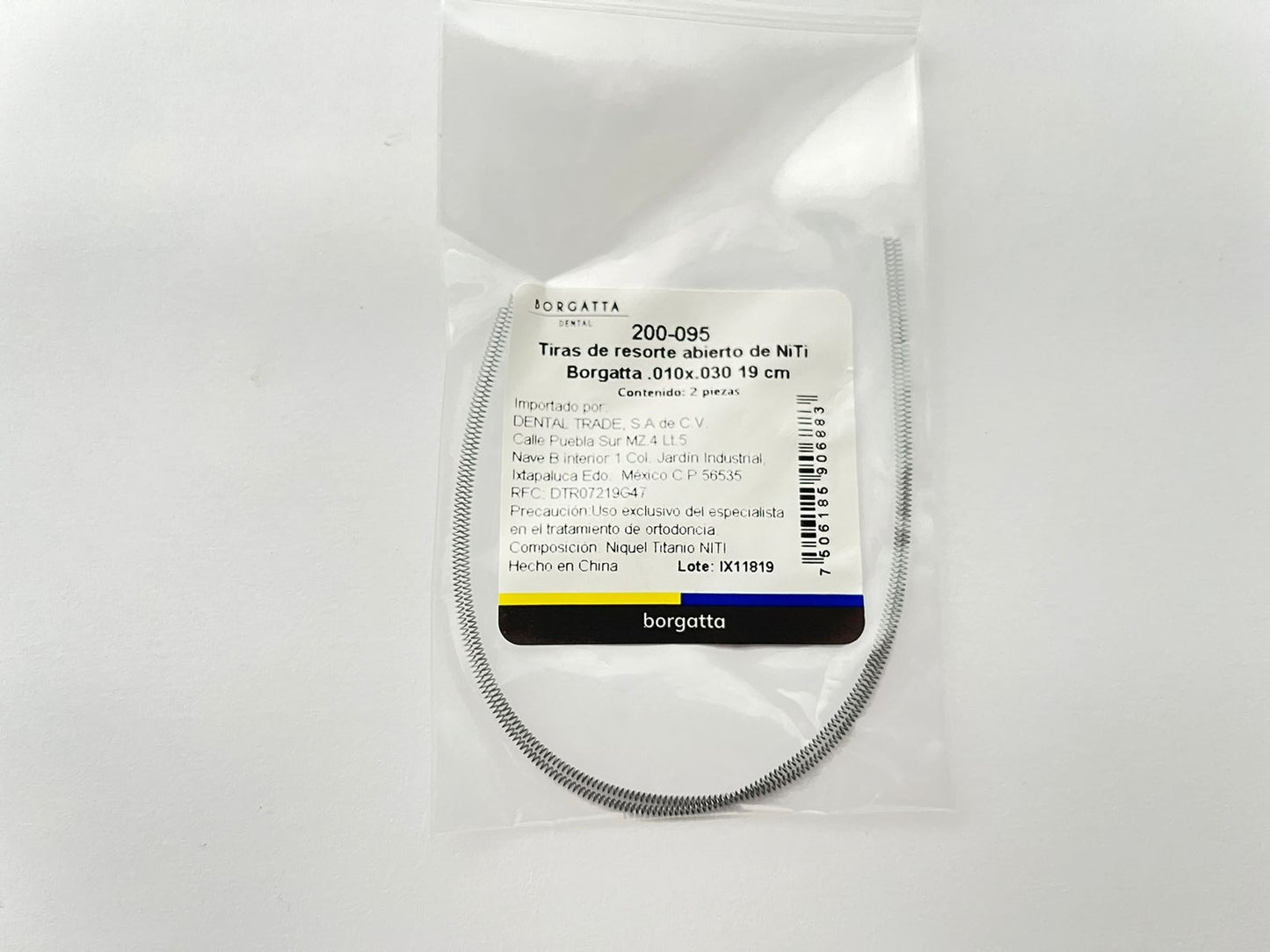 Resorte de niti abierto .010x.030 tira 19cm Borgatta open coil 200-095