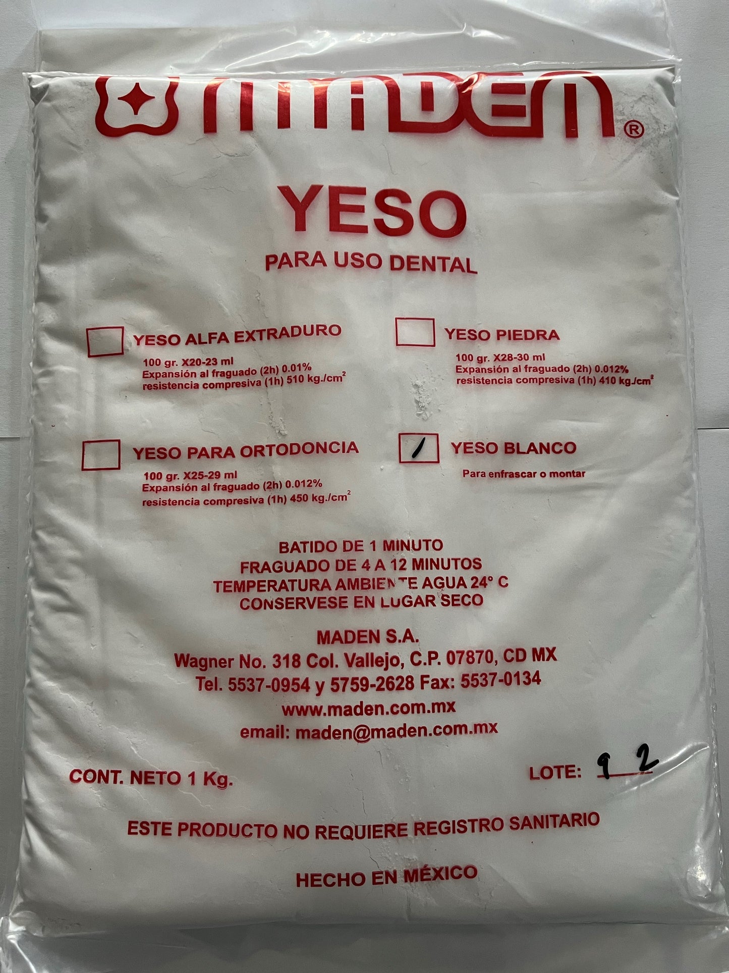 Yeso blancanieves maden (tipo paris) bolsa 1 kg