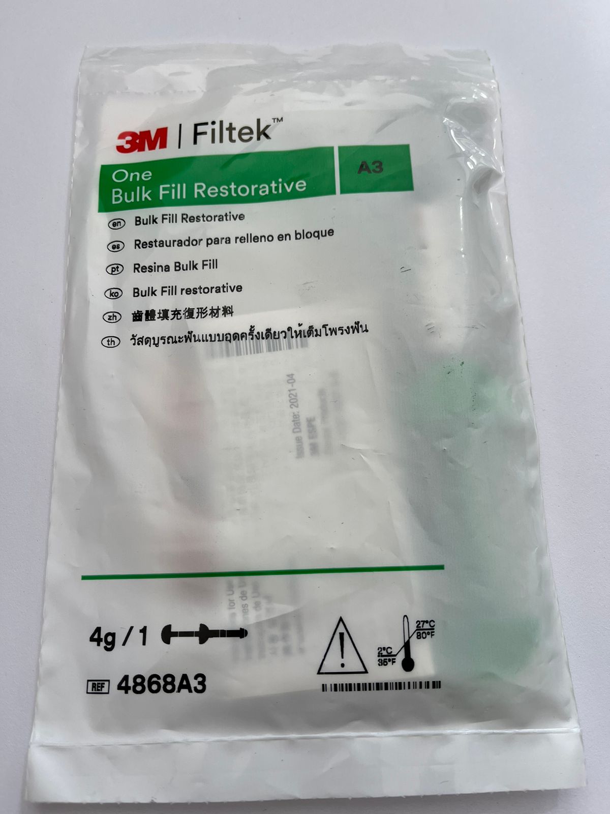 Jeringa resina one bulk fill 4 gramos color A3 marca 3M