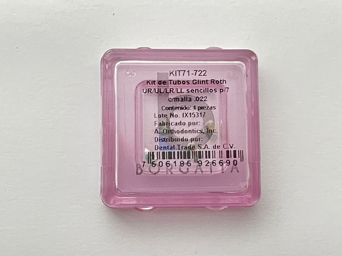 Kit de 4 tubos Glint roth sencillos con malla .022 UR/UL/LR/LR