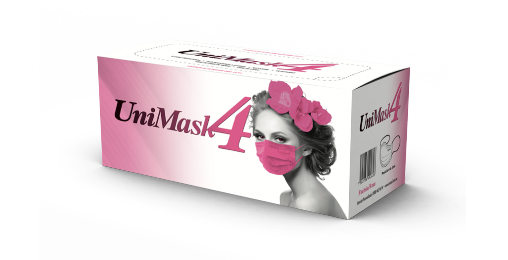 Cubrebocas unimask4 caja con 50 piezas color rosa