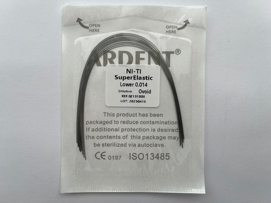 Paquete arcos niti con 10 arcos Ardent .014 inferior
