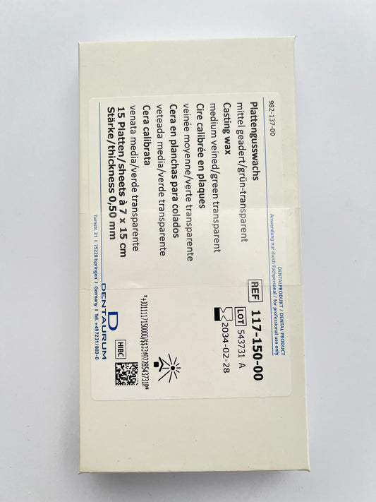 Caja cera corrugada Dentaurum con 15 piezas