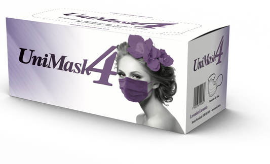 Cubrebocas unimask4 caja con 50 piezas color lavanda