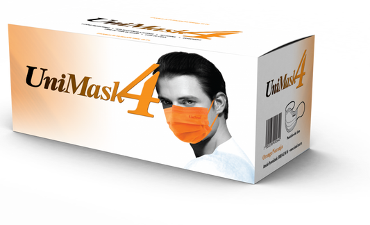 Cubrebocas unimask4 caja con 50 piezas color naranja