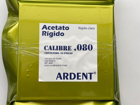 Acetato rígido ardent paquete con 20 piezas calibre .080