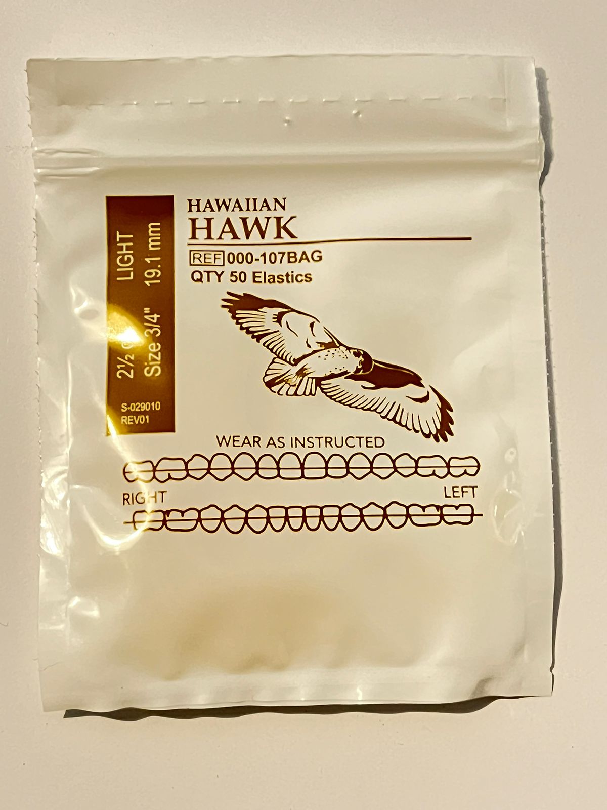 Elásticos american orthodontics por sobre Hawk 2 1/2 onzas 3/4