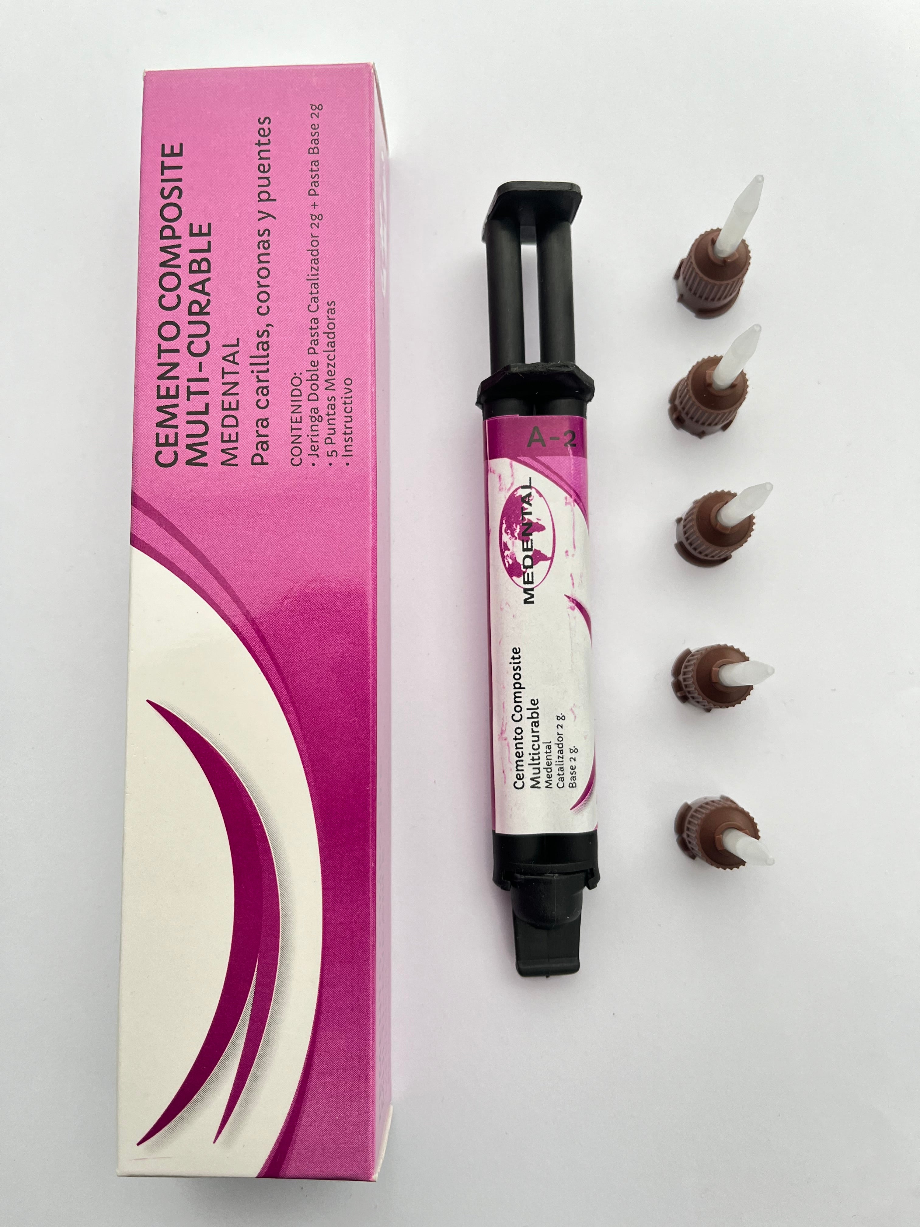 Promolar Kit resina dual jeringa doble marca medental cad. 2026-08