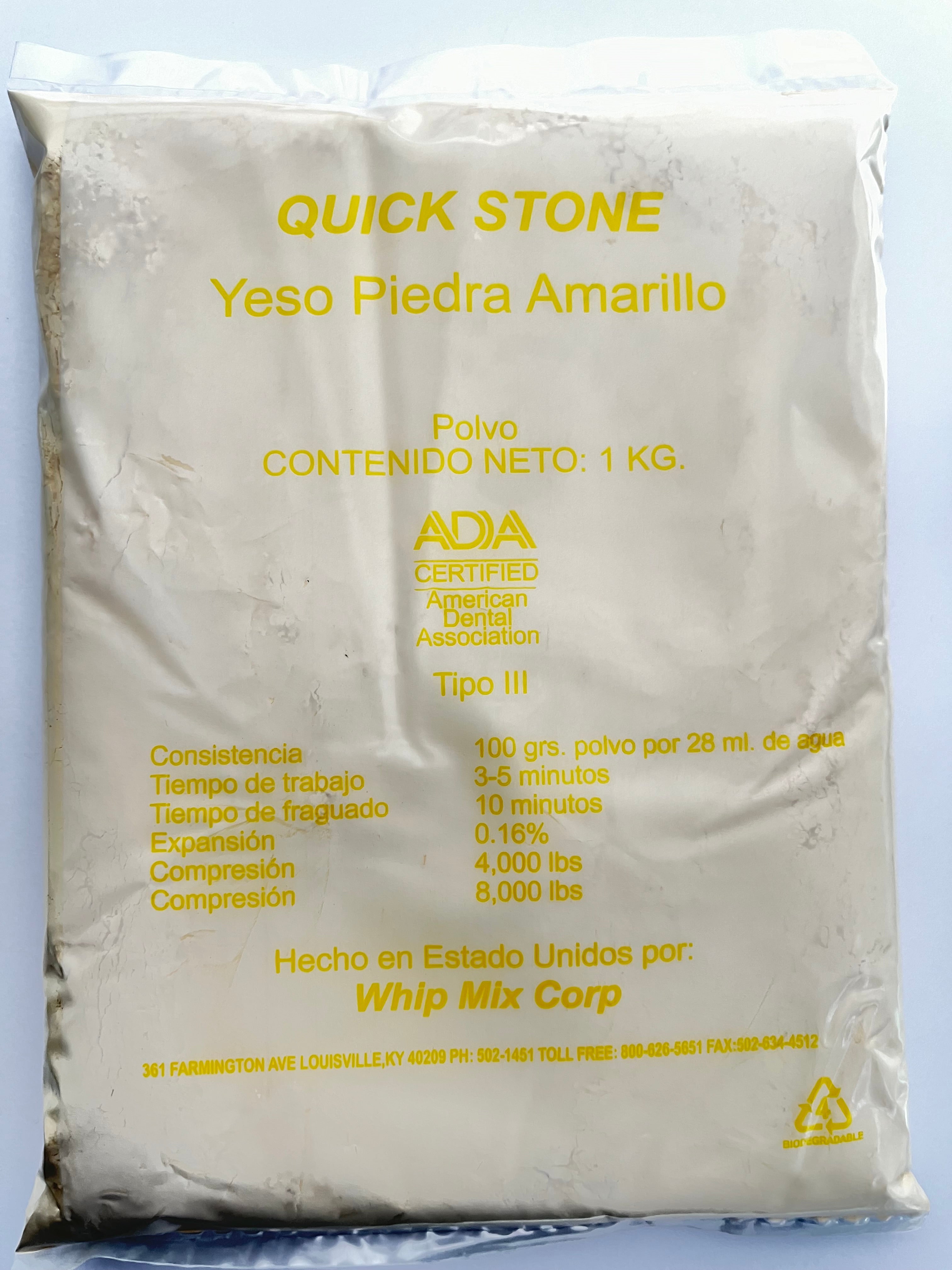 Quickstone — Yeso piedra tipo III, Whip Mix