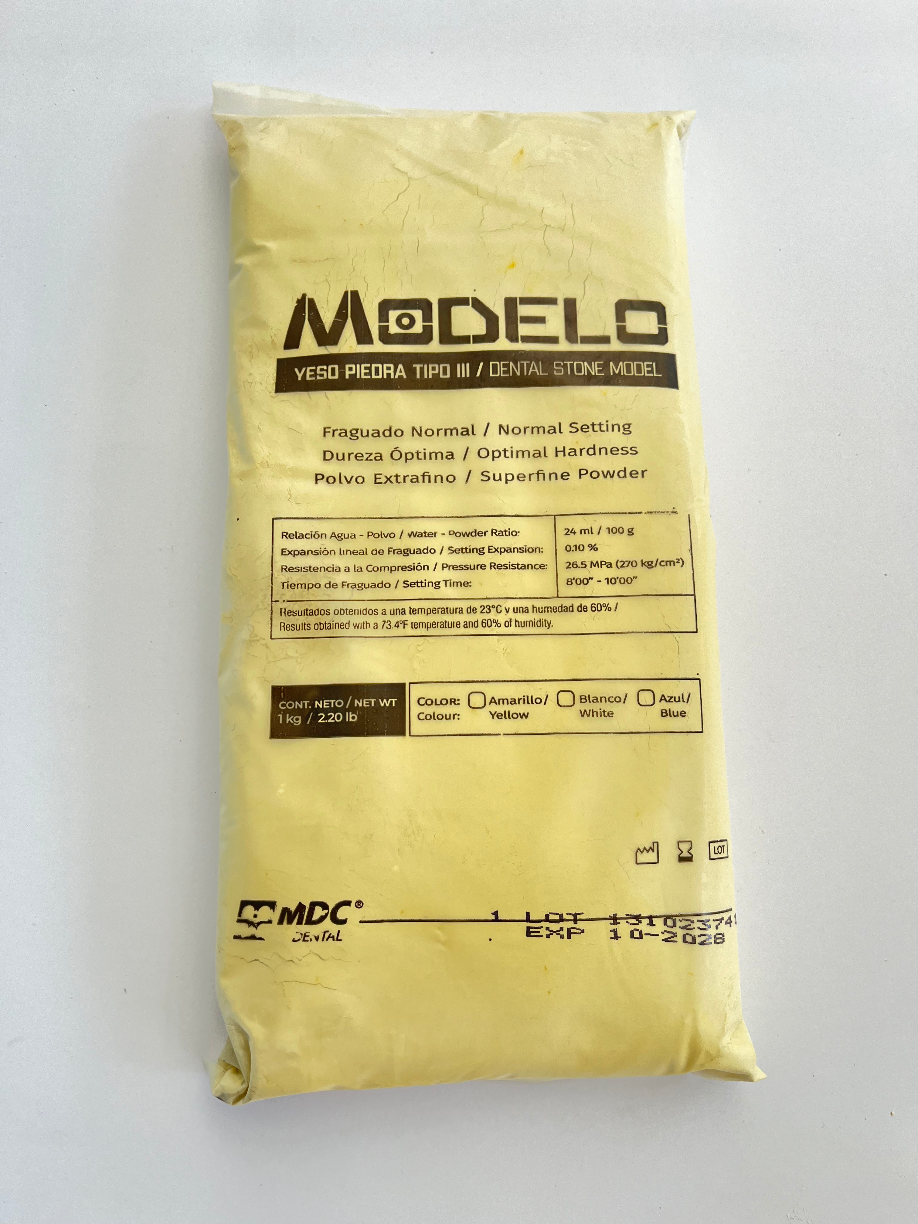 Yeso piedra tipo III modelo mdc 1 kg color amarillo