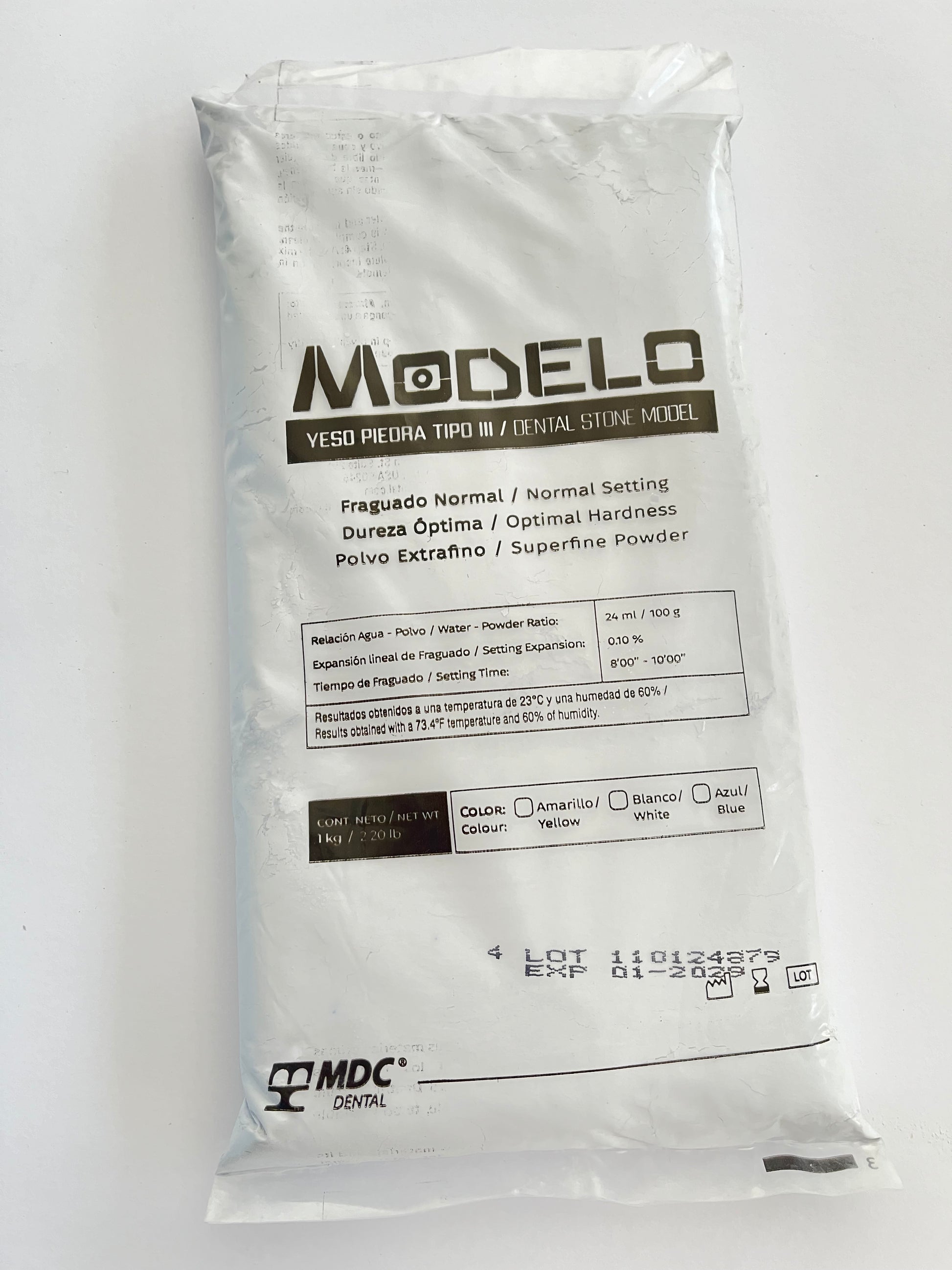 Yeso piedra tipo III modelo mdc 1 kg color azul – Depósito Dental Molar
