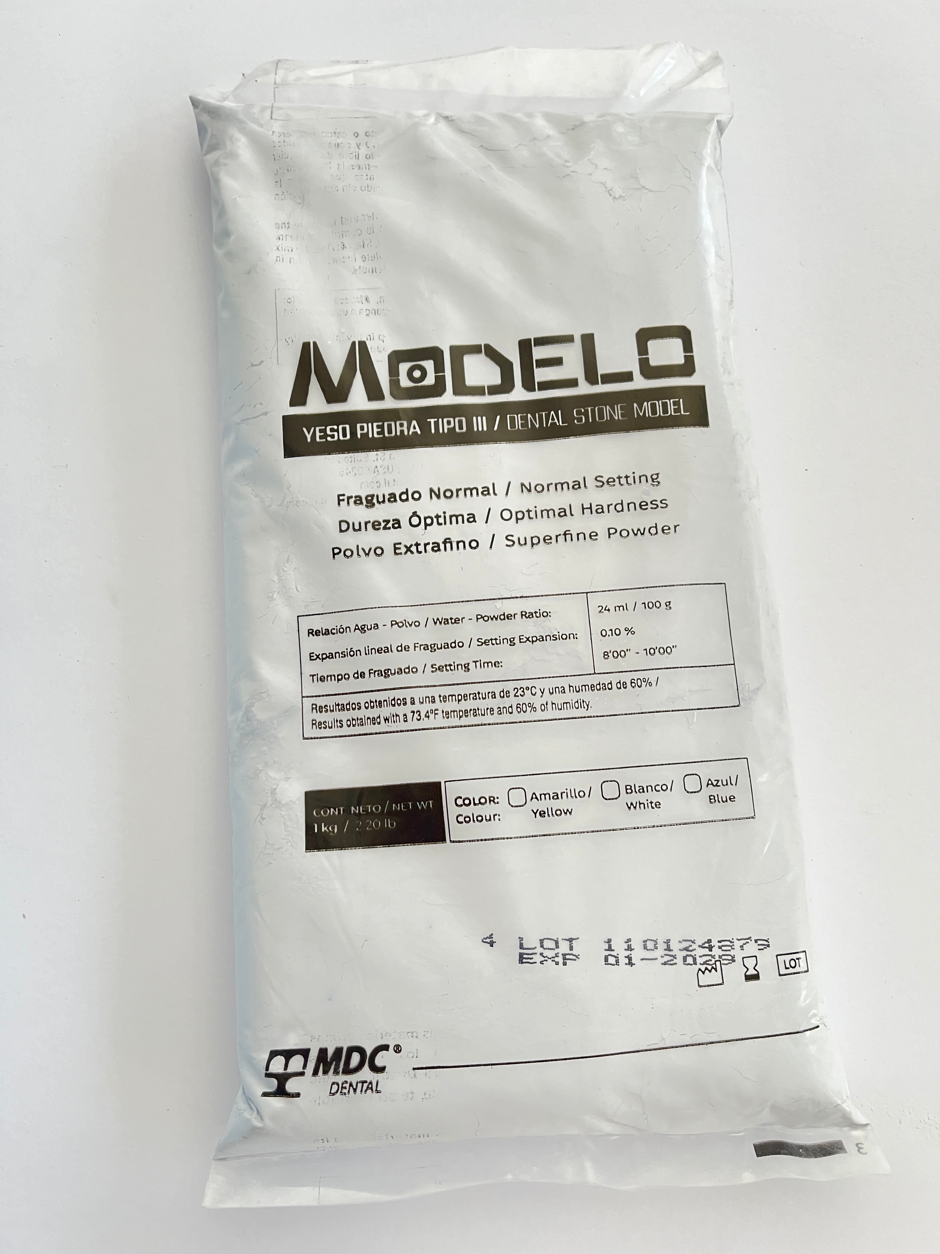 Yeso piedra tipo III modelo mdc 1 kg color azul