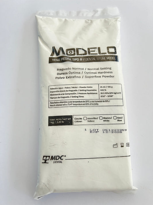 Yeso piedra tipo III modelo mdc 1 kg color blanco
