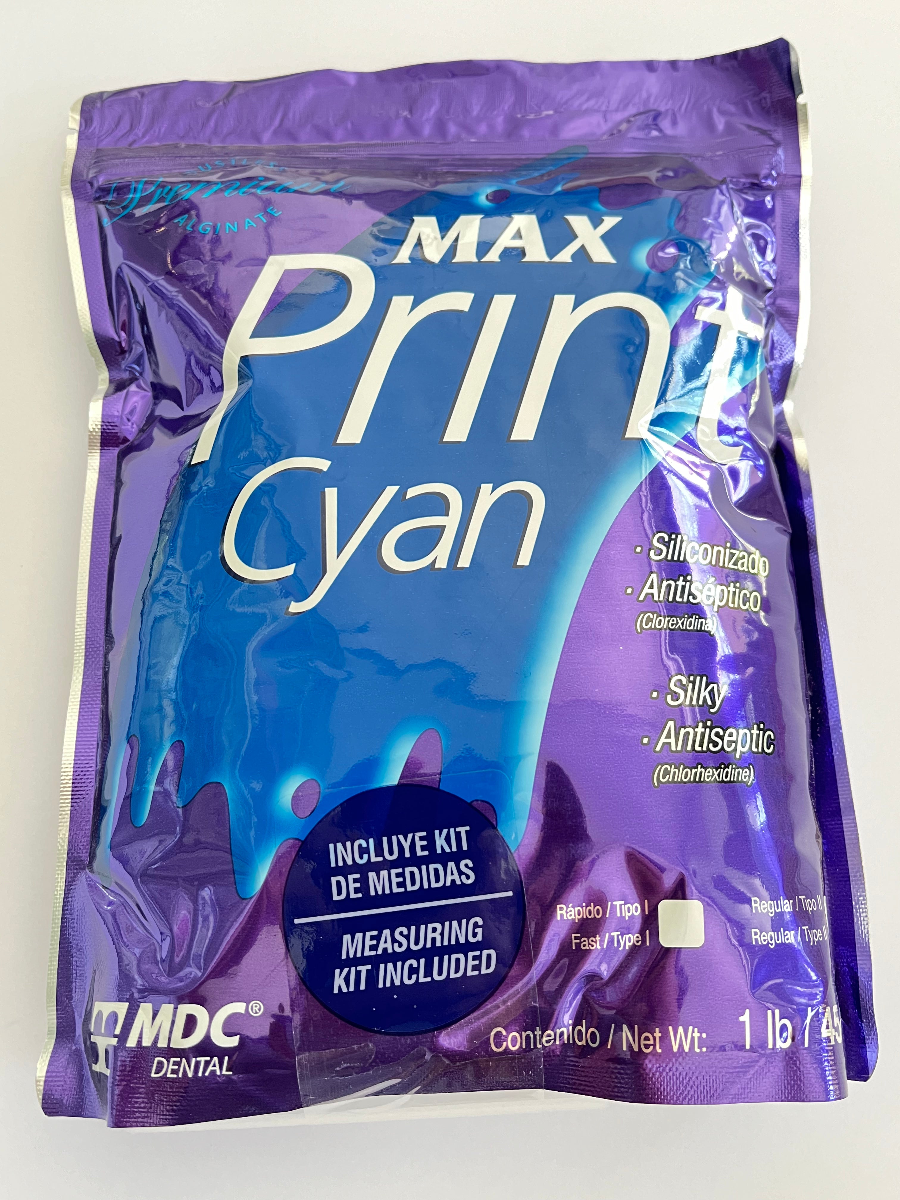 Alginato Maxprint cyan tipo II 454 gramos