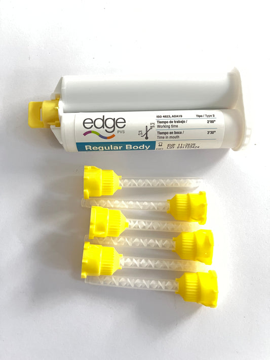Silicona dental por adición edge regular body tipo 2, cartucho suelto con 6 puntas mezcladoras