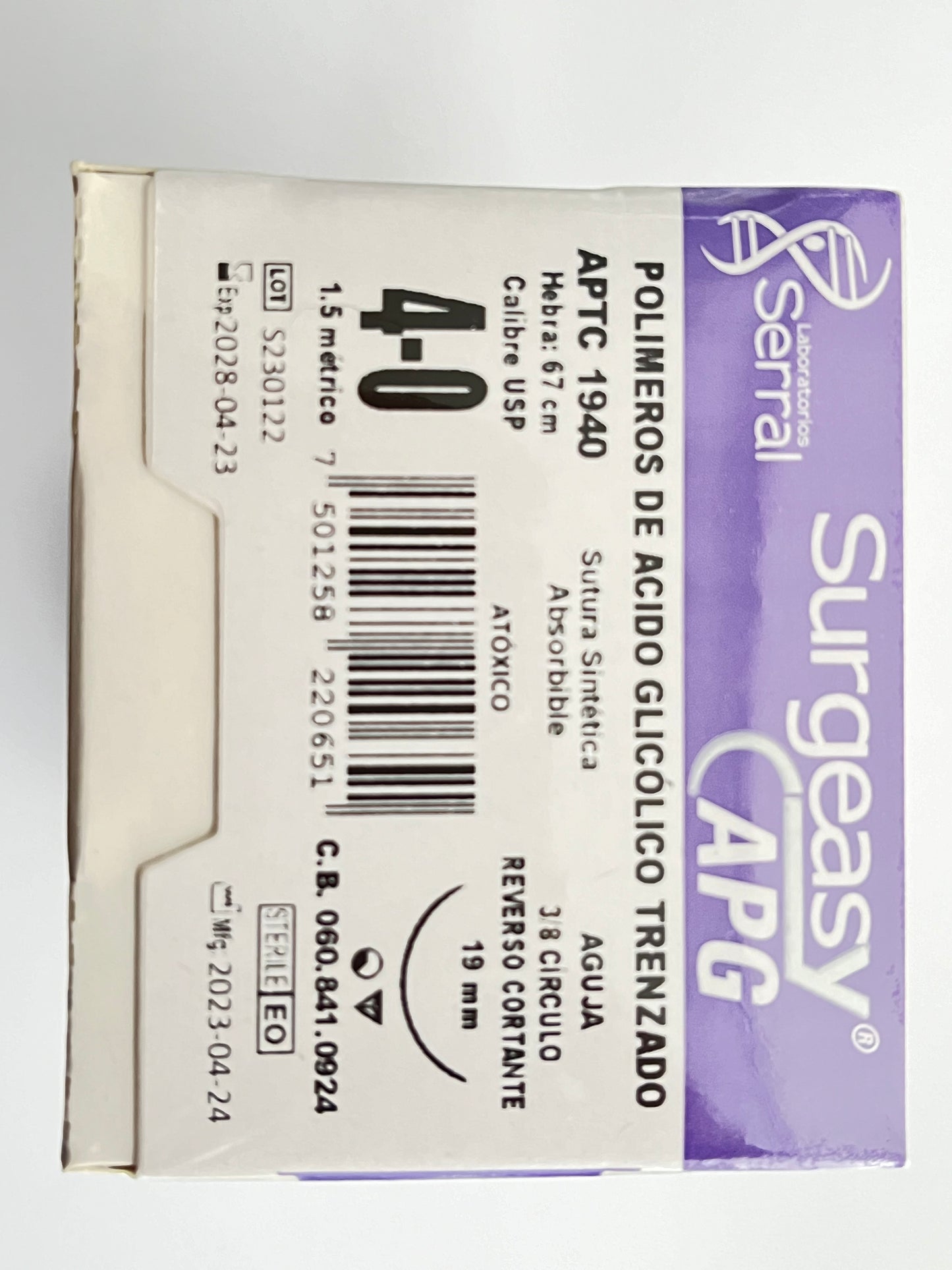 Caja sutura 4-0 ácido glicólico con 12 piezas