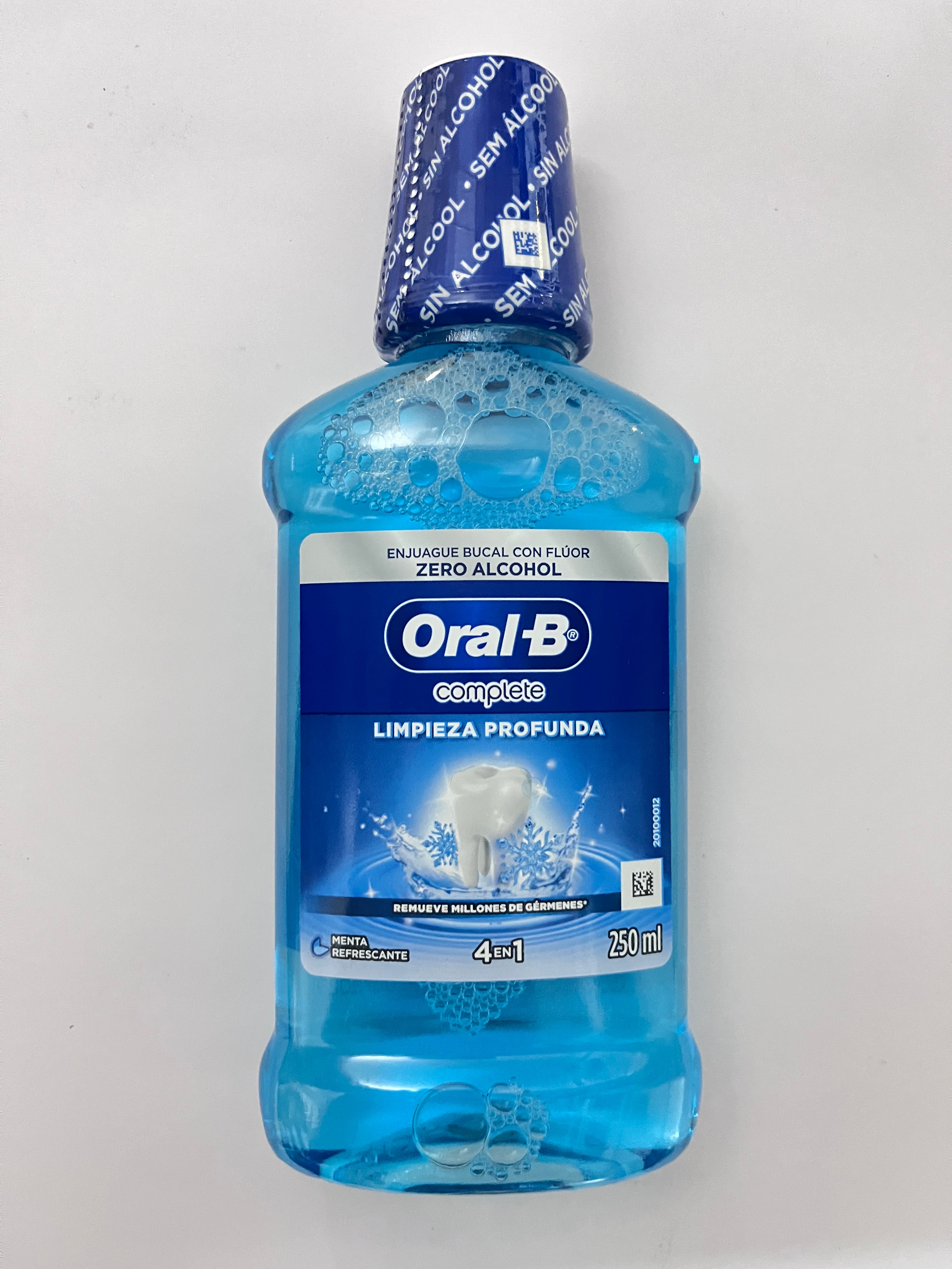 Enjuague Bucal Oral-B Complete con Flúor Zero Alcohol 250 ml