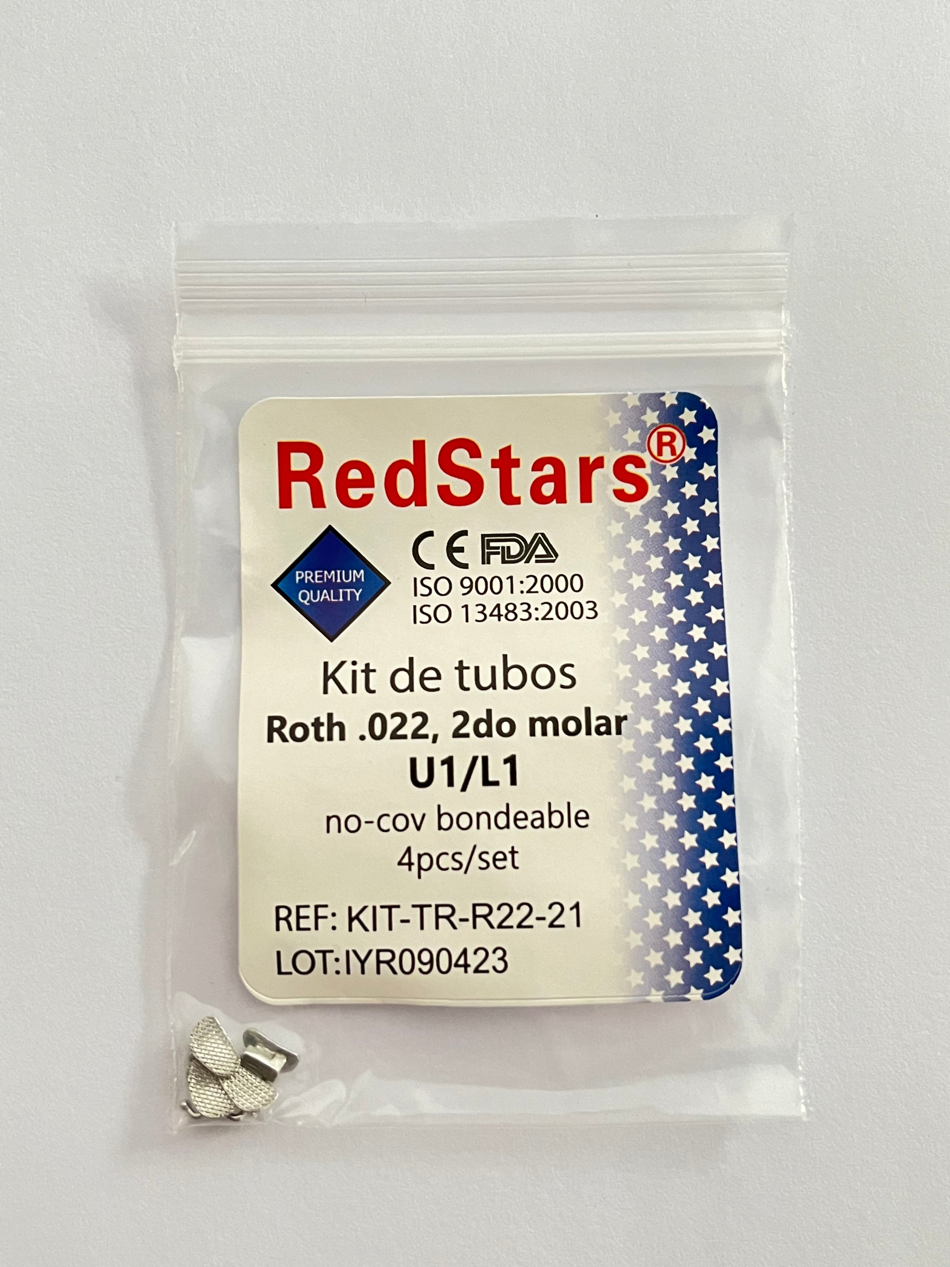 Tubos roth bondeables con malla para segundos molares 0.022 bondeable