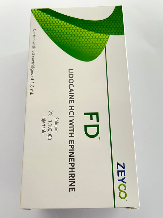 Caja 50 cartuchos de 1.8ml de anestesia Fd lidocaína HCI con epinefrína