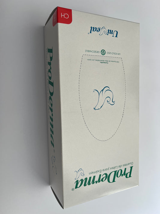 Caja de guantes proderma latex Uniseal tamaño chico