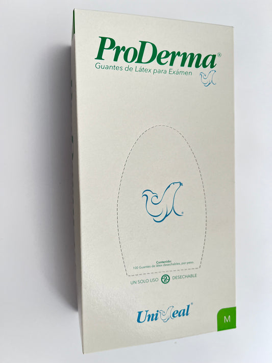 Caja de guantes proderma latex Uniseal tamaño mediano