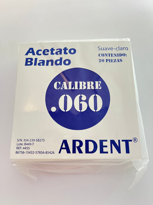 Acetato blando paquete con 20 piezas ardent calibre .060
